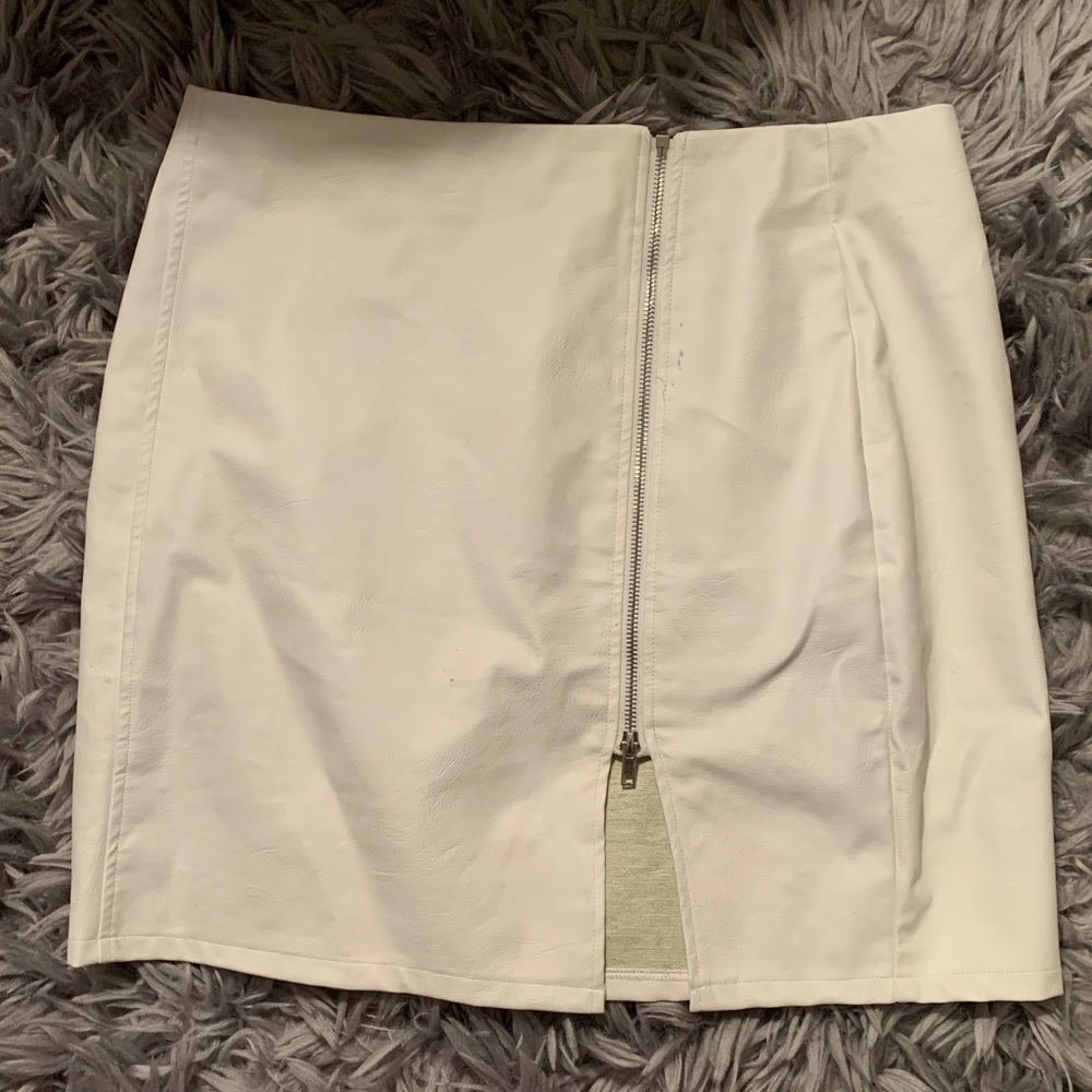 White zip up faux leather